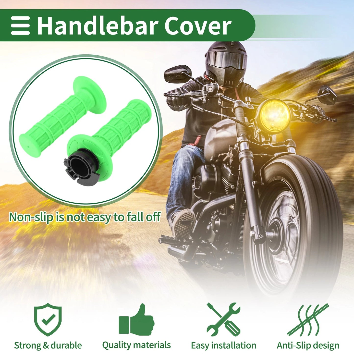 7/8" 22mm Hand Grips Cover TPR Green for Make Model