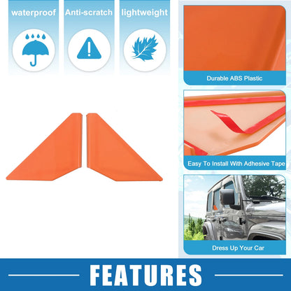 Rear Door Triangular Decor Cover Trim Orange for Ford Bronco (2021-2023) 2 x