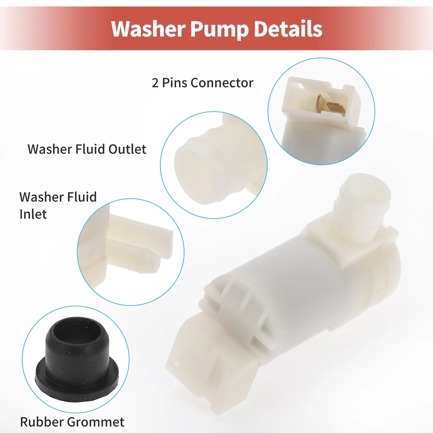 Windshield Washer Pump w/ Grommet for Isuzu (2000-2002)