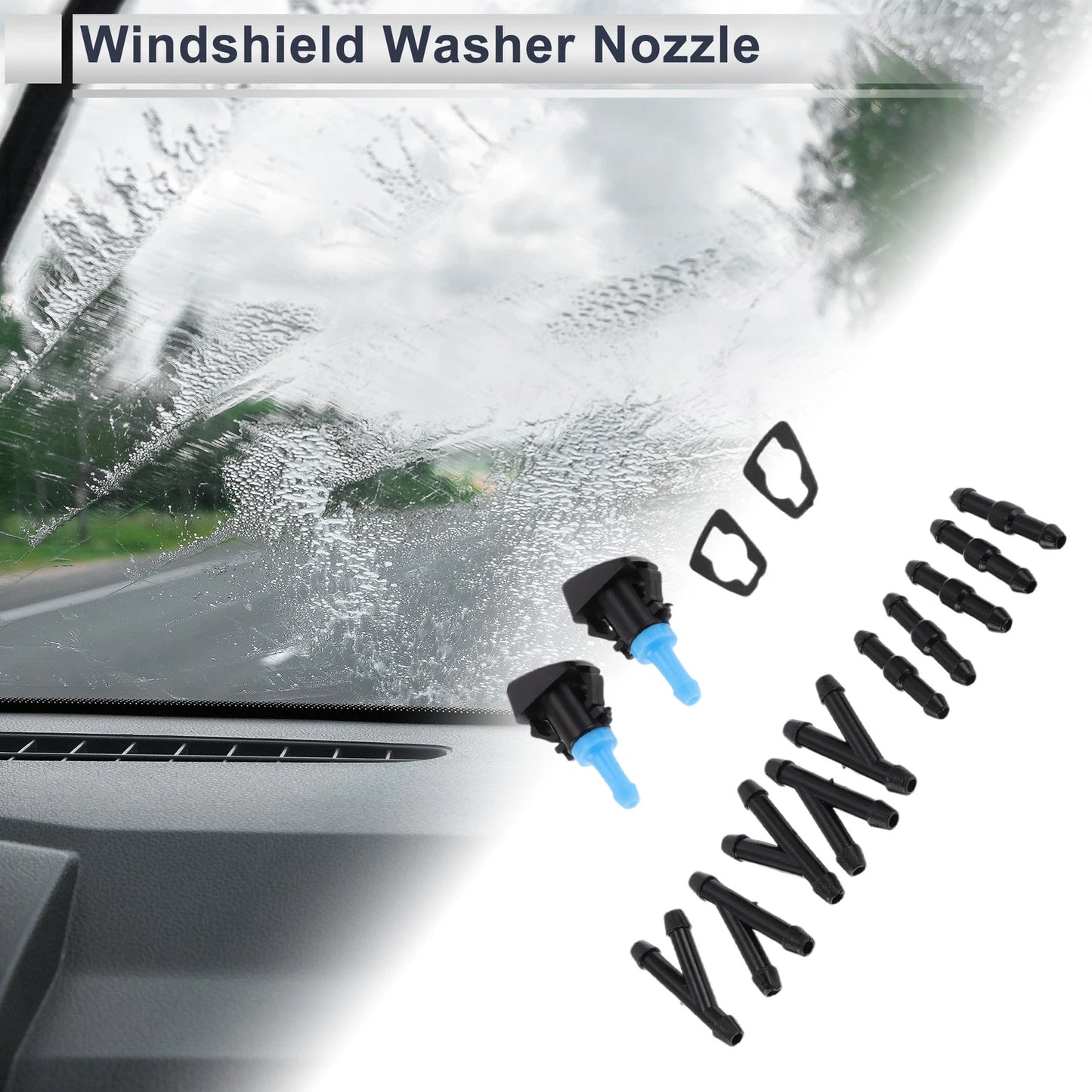 Windshield Washer Nozzle & 5 x Hose Connectors for Jeep (2011-2018)