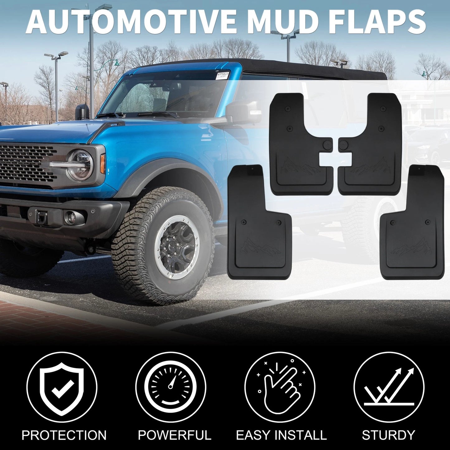 Mud Flaps for Ford Bronco 2021-2025  Splash Guards No-Drill