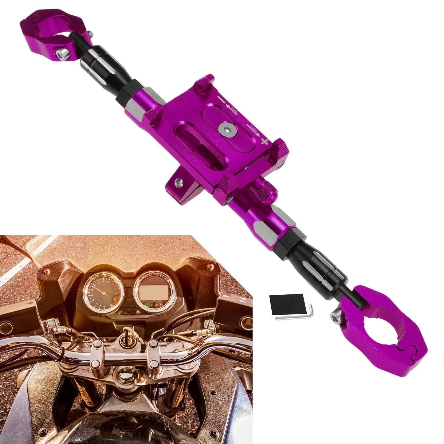 Balance Bar Extender Bracket / 265mm / Center Hole Purple for Motorcycle