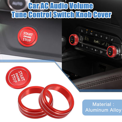 AC Knob Engine Start Stop Button Cover for Nissan Rogue (2021-2022) Red