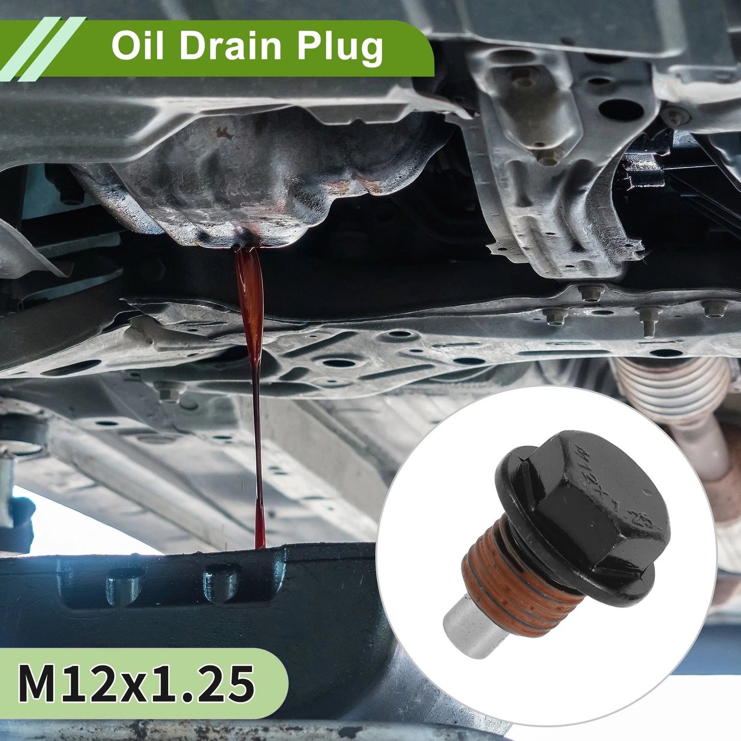 2 x M12x1.25 Copper Oil Drain Plug with Gasket for Car & Motorcycle Black Red