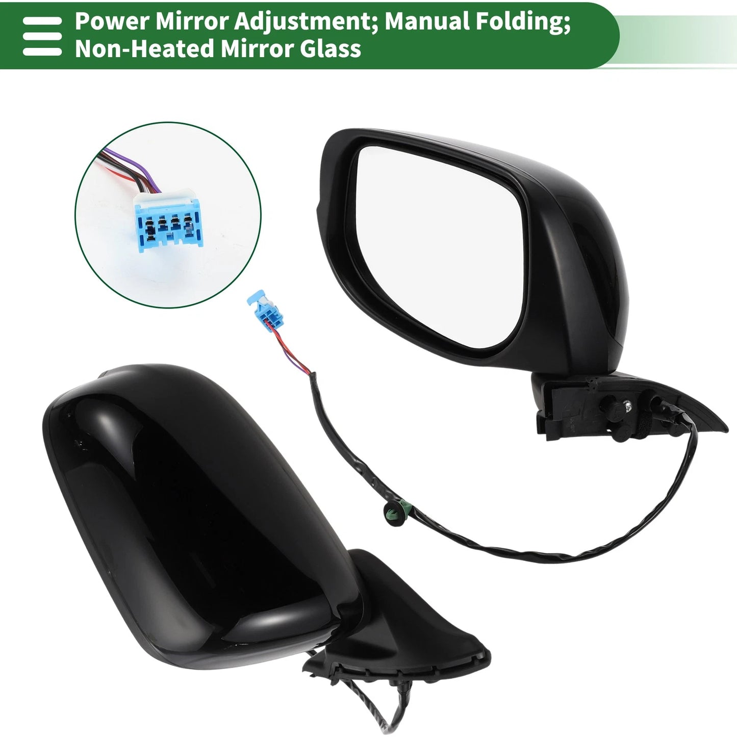 Left Side Door Mirror Replacement for Honda Fit (2009-2014) Gloss Black