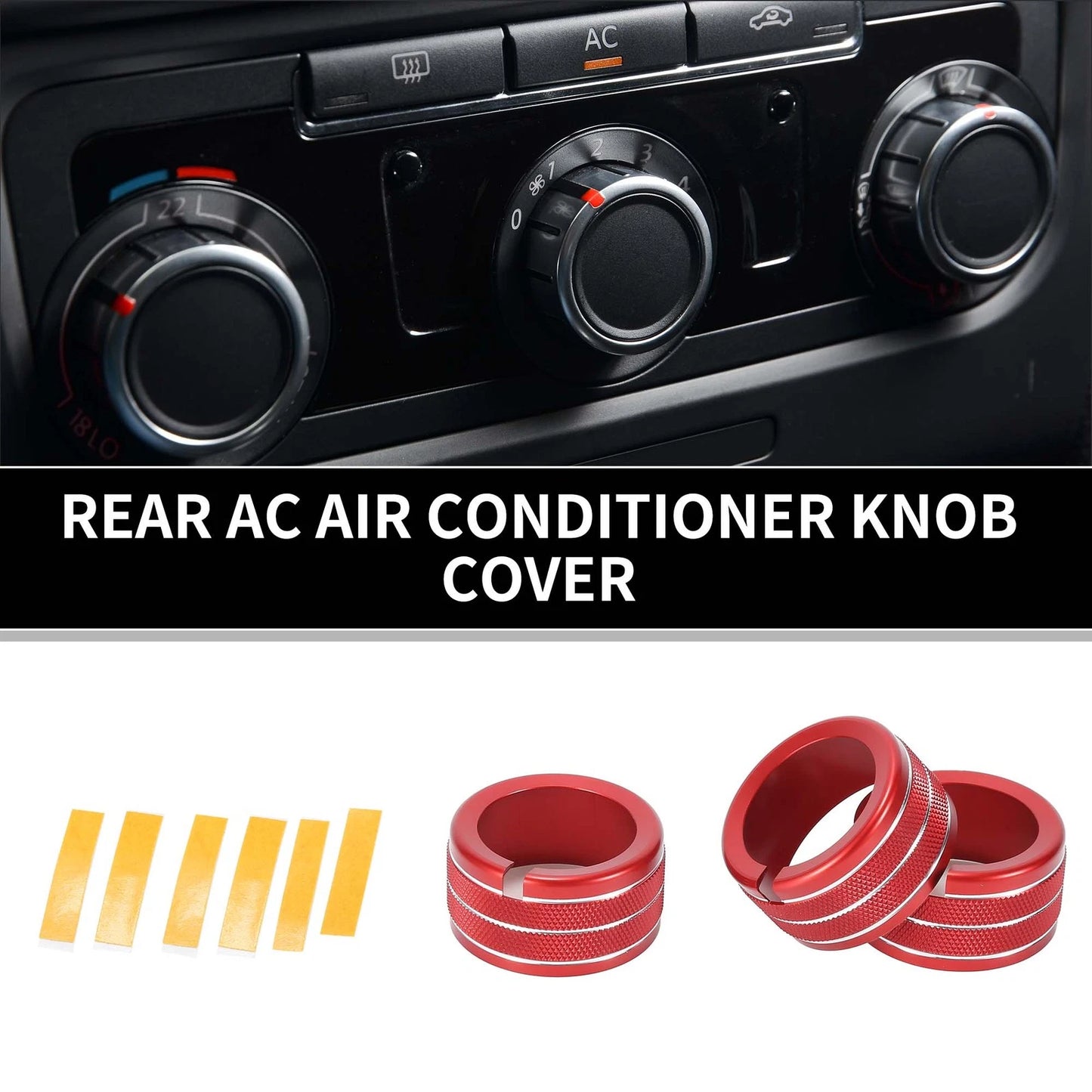 3 x Rear AC Heat Temp Climate Switch Knob Cover Red for Dodge Durango (2011 - 2020)