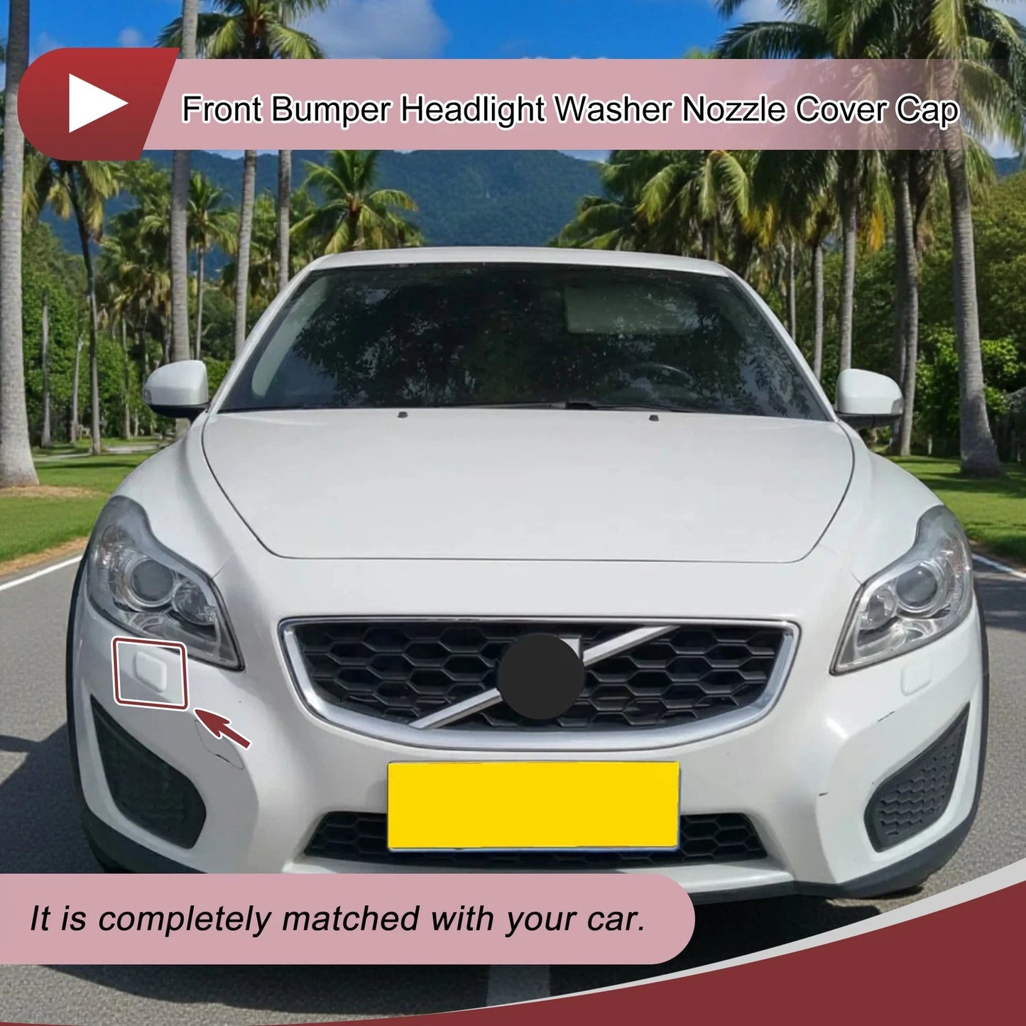 Front Right Bumper Trim Nozzle Cover for Volvo C30 (2010-2013) Black