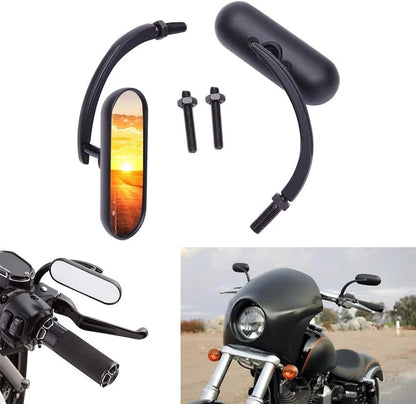 Black Mini Oval Rear View Side Mirrors for Harley V Rod (2002-2017)