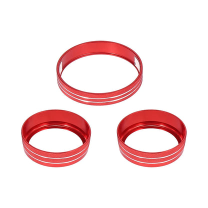 3 x Car Headlight Volume Tune Knob Covers for Ford Mustang (2015-2020) Red
