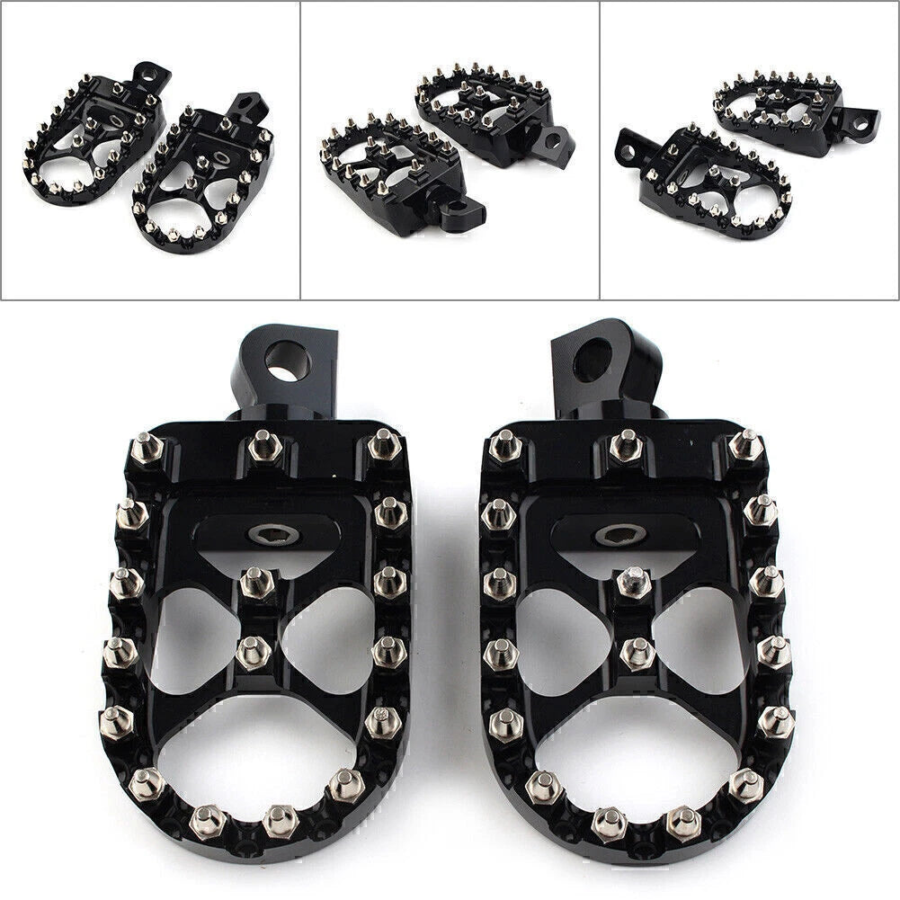 Wide Black Foot Pegs MX Style for Harley Dyna Sportster Iron 883 Fatboy (2004-2023)