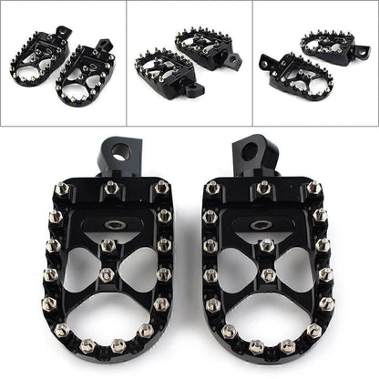 Wide Black Foot Pegs MX Style for Harley Dyna Sportster Iron 883 Fatboy (2004-2023)
