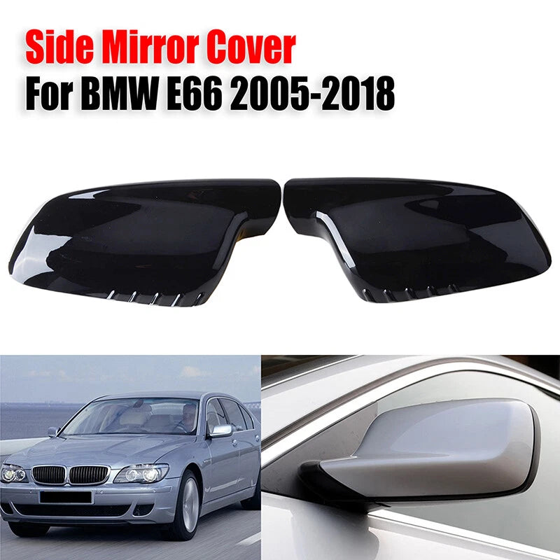Gloss Black Mirror Cover Caps for BMW E46 E65 E66 330Ci 745i 750i 750Li 760i