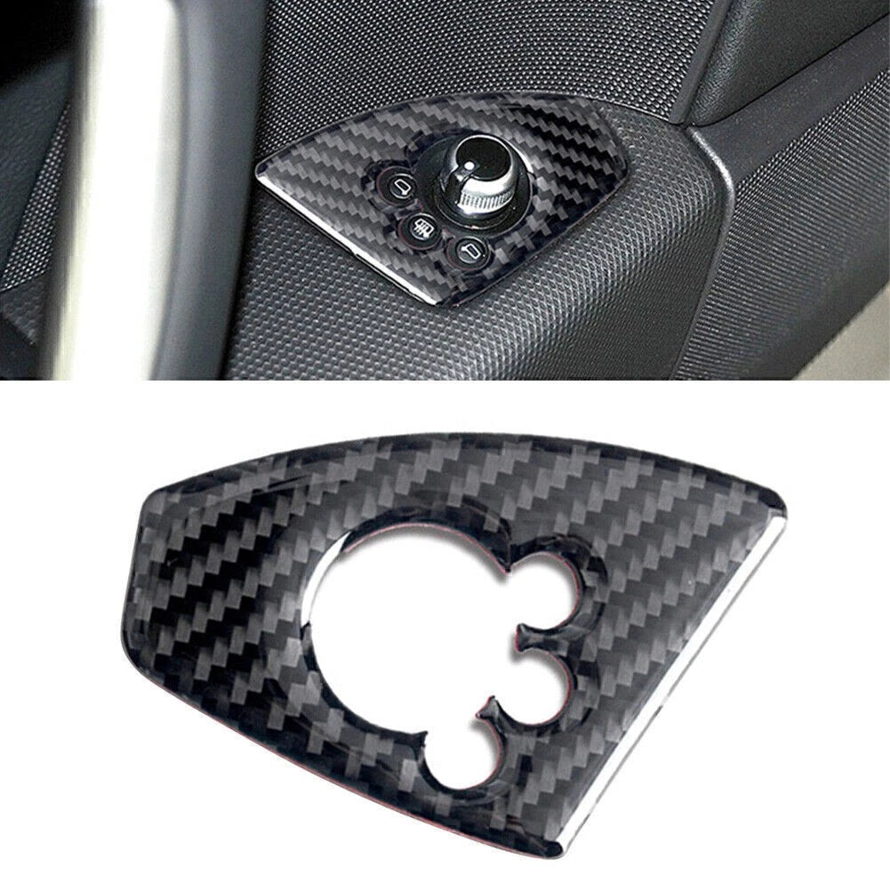 Black Carbon Fiber Interior Door Lock Button Cover Trim for Audi TT TTRS (2008-2014)