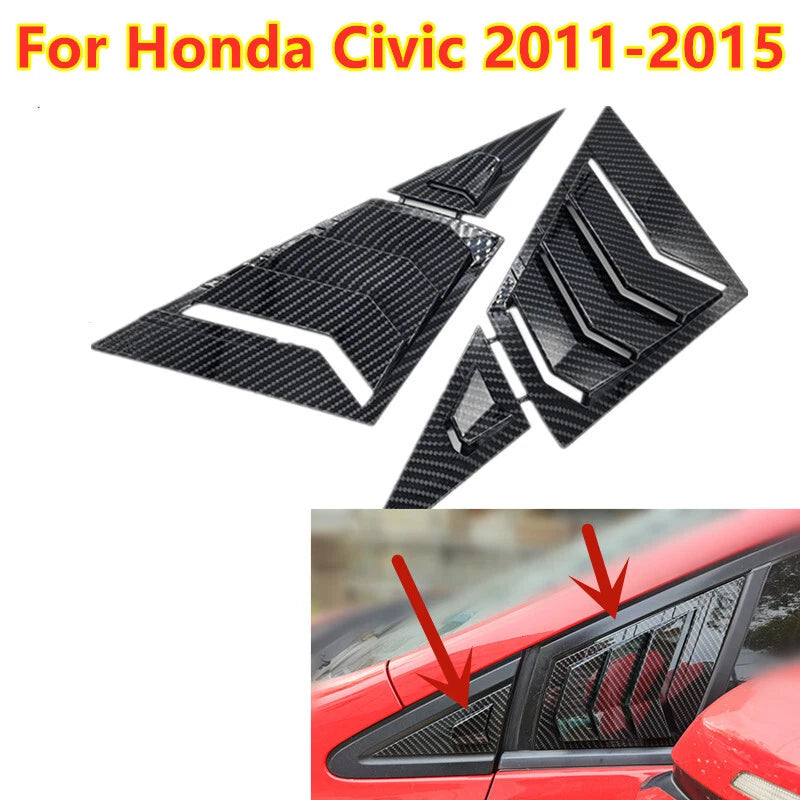 Carbon Fiber Window Louver Cover Decor for Honda Civic (2011–2015)