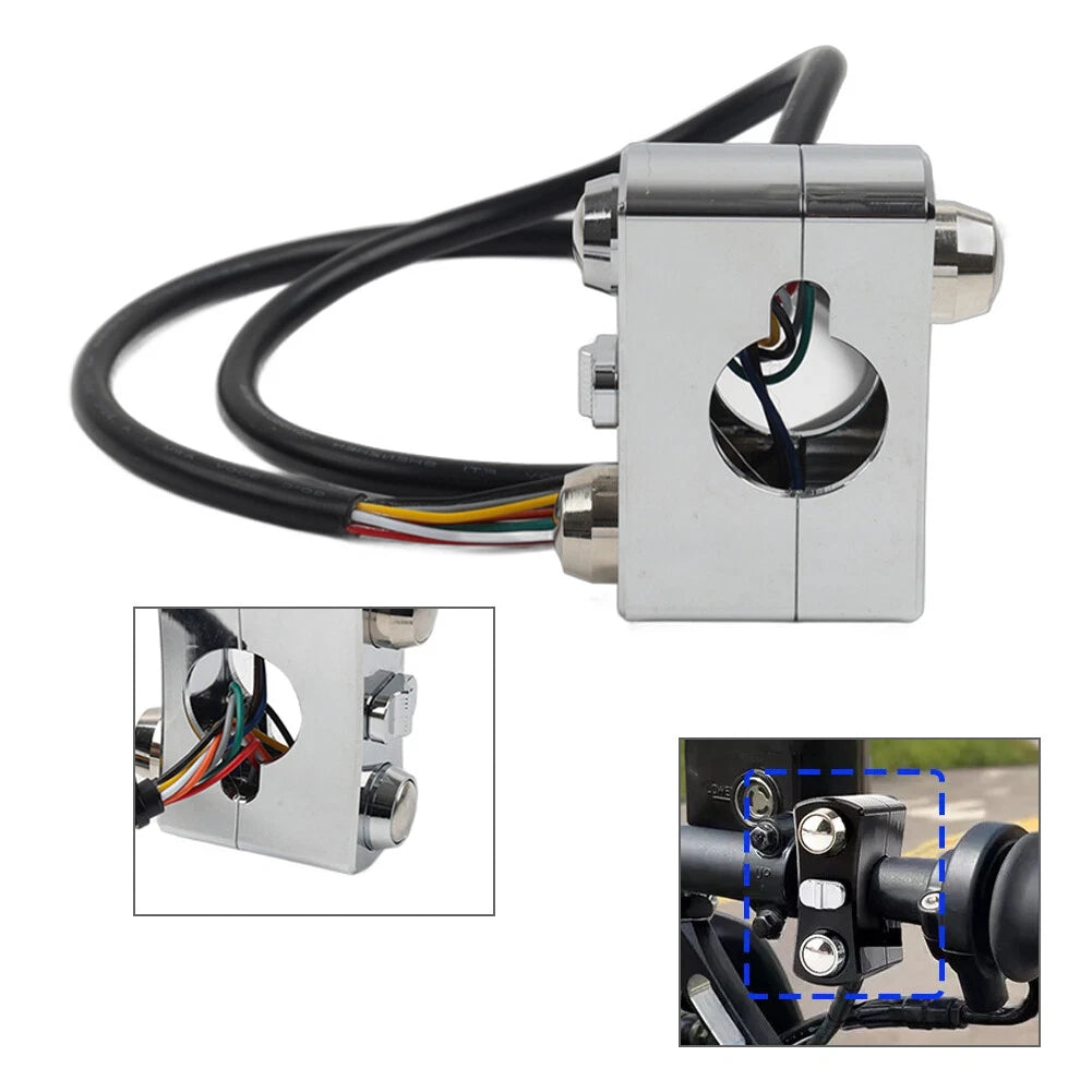 Chrome Handlebar Control Switch Horn Turn Signal Light for Harley Bobber