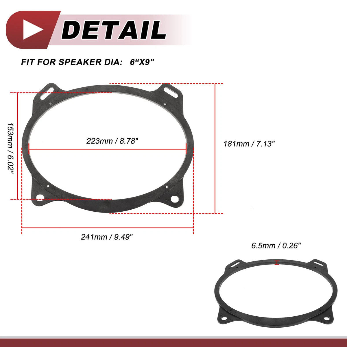 Speaker Spacer Ring Adaptor for Toyota Camry 2002-2011 6"x9" 2 Pcs