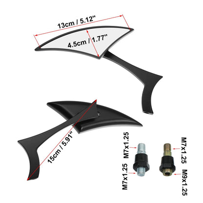 Pair 8mm 10mm Motorcycle Left Right Rear View Mirror for Harley Davidson Black