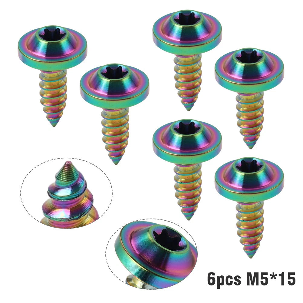 6 x M5x15mm Titanium Torx Head Self Tapping Screws Fasteners for Cars