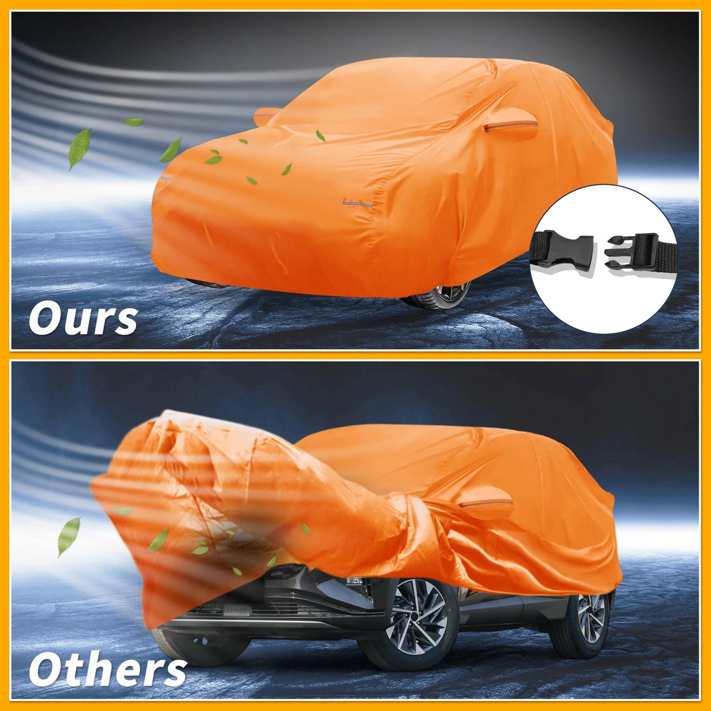 All Weather Car Cover for Hyundai Tucson Orange Cotton with Left Zipper