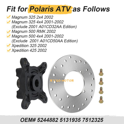 Rear Left Wheel Hub & Brake Disc Rotor for Polaris Magnum 325 RMK (2001–2002)