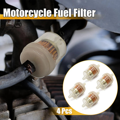 4 x 7mm Dia Hose Inline Gasoline Fuel Filter Cleaner for Motorcycle