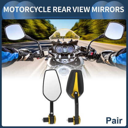 Pair Motorcycle Rear View Mirrors Handlebar Mirrors Plastic Aluminum