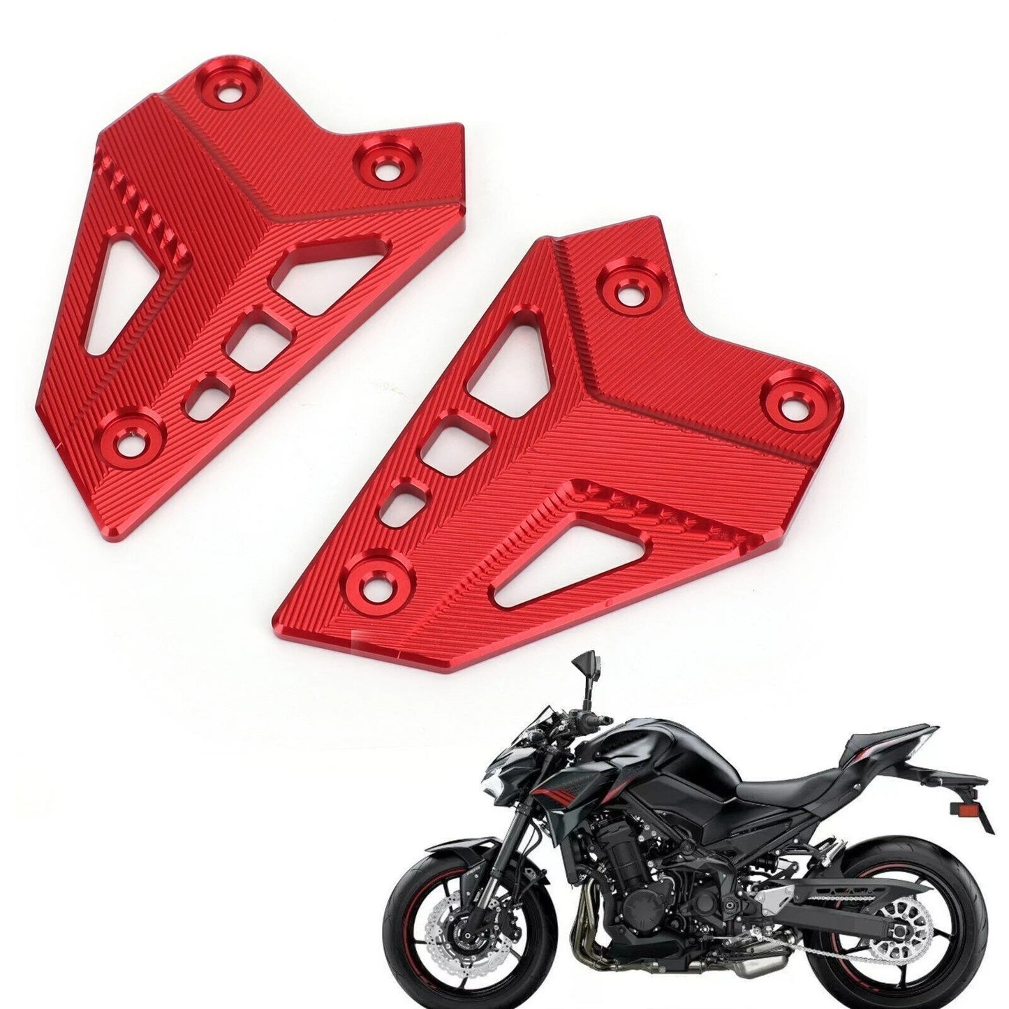 CNC Aluminum Heel Guard Set Red for Kawasaki Z900 (2017-2020)