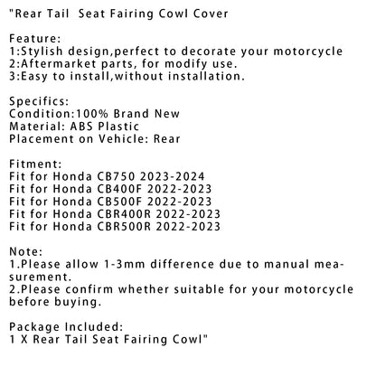 Rear Seat Fairing Cover for Honda CB750, CB400F, CB500F, CBR400R, CBR500R (1970-2023)