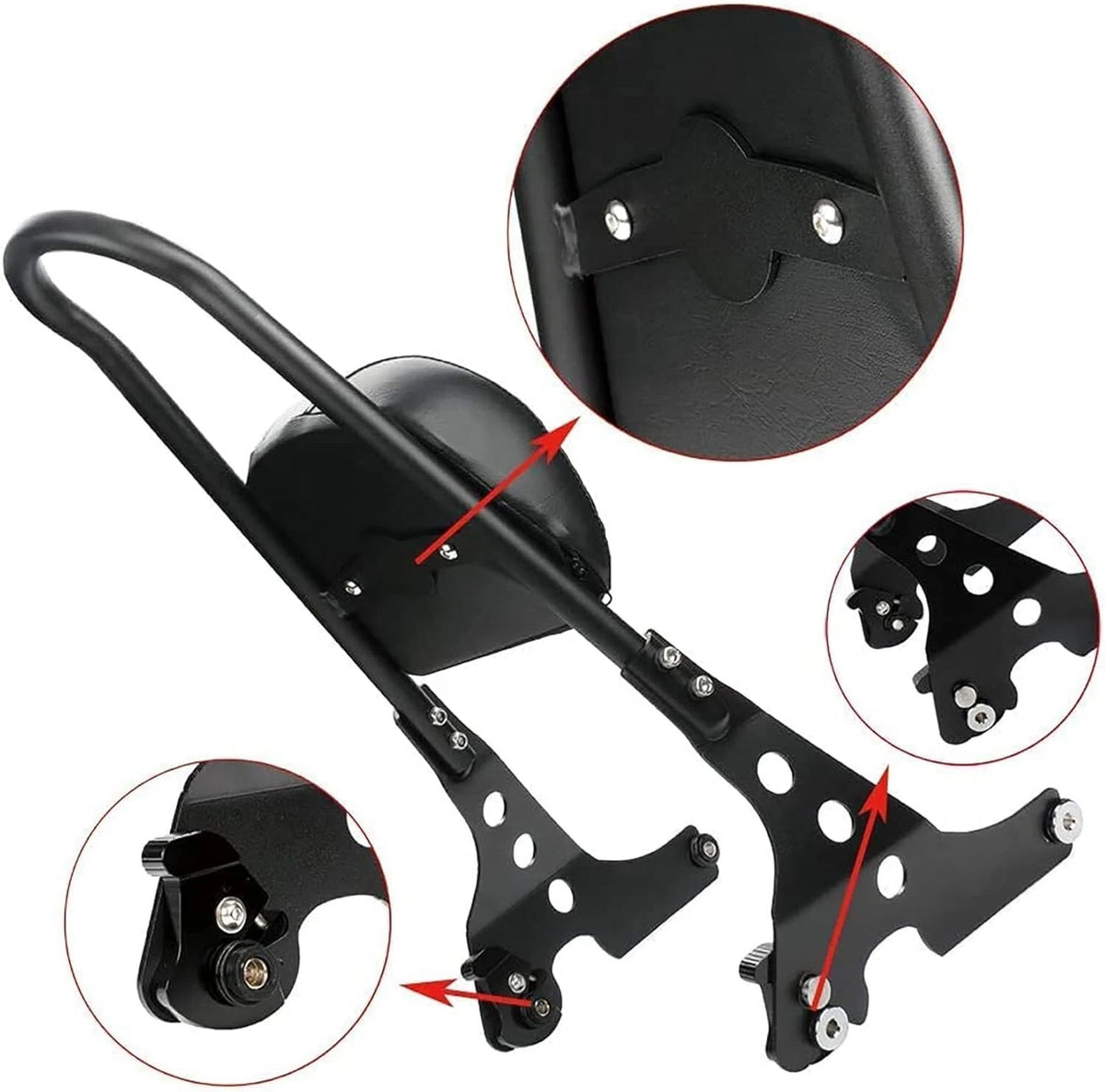 Black Passenger Backrest Sissy Bar Cushion Pad for Harley Sportster XL883 XL1200
