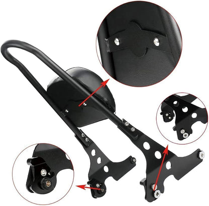 Black Passenger Backrest Sissy Bar Cushion Pad for Harley Sportster XL883 XL1200