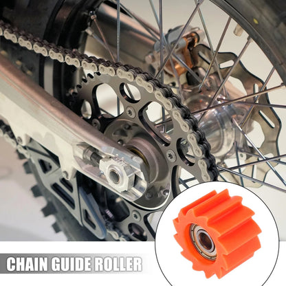 8mm Chain Guide Wheel Roller Tensioner for Motorcycle Orange