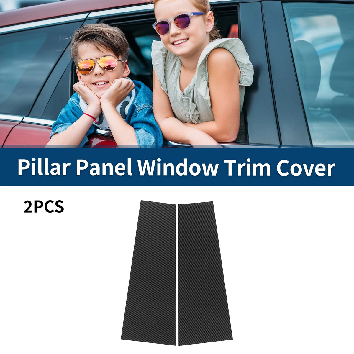 Car Pillar Window Trim for Ford Bronco 2021-2022 Black Carbon Fiber