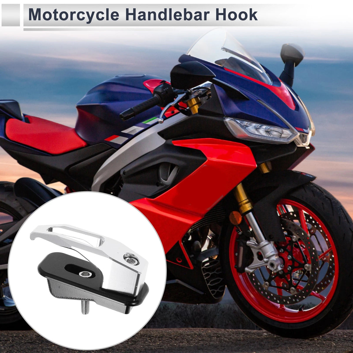 Square Aluminum Alloy Motorcycle Hanging Hook 1 Set Silver Tone 78mm Length