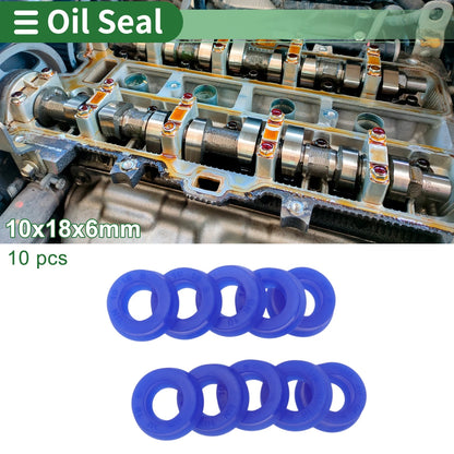 Oil Seal Rotary Shaft Seal TPU 10x18x6mm High Pressure Blue 10 Pcs