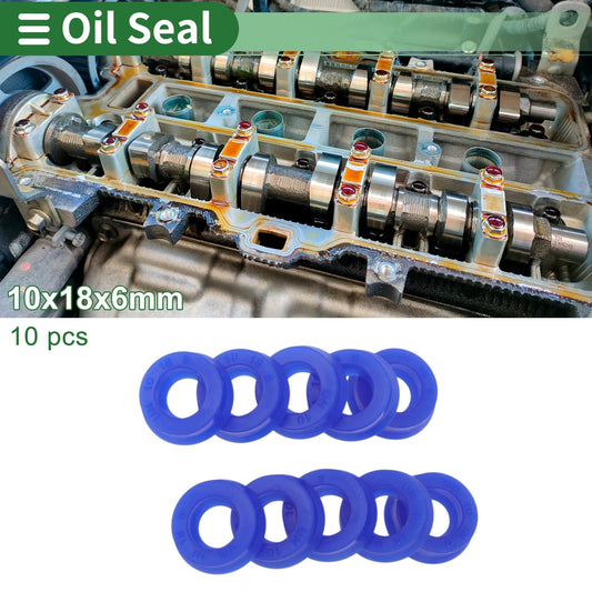 Oil Seal Rotary Shaft Seal TPU 10x18x6mm High Pressure Blue 10 Pcs