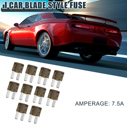 10 x 7.5A Mini Blade Fuses for Car, Boat, Truck - Brown
