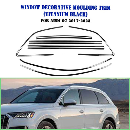 10 x Titanium Black Window Strip Moulding Seals for Audi Q7 (2017-2024)
