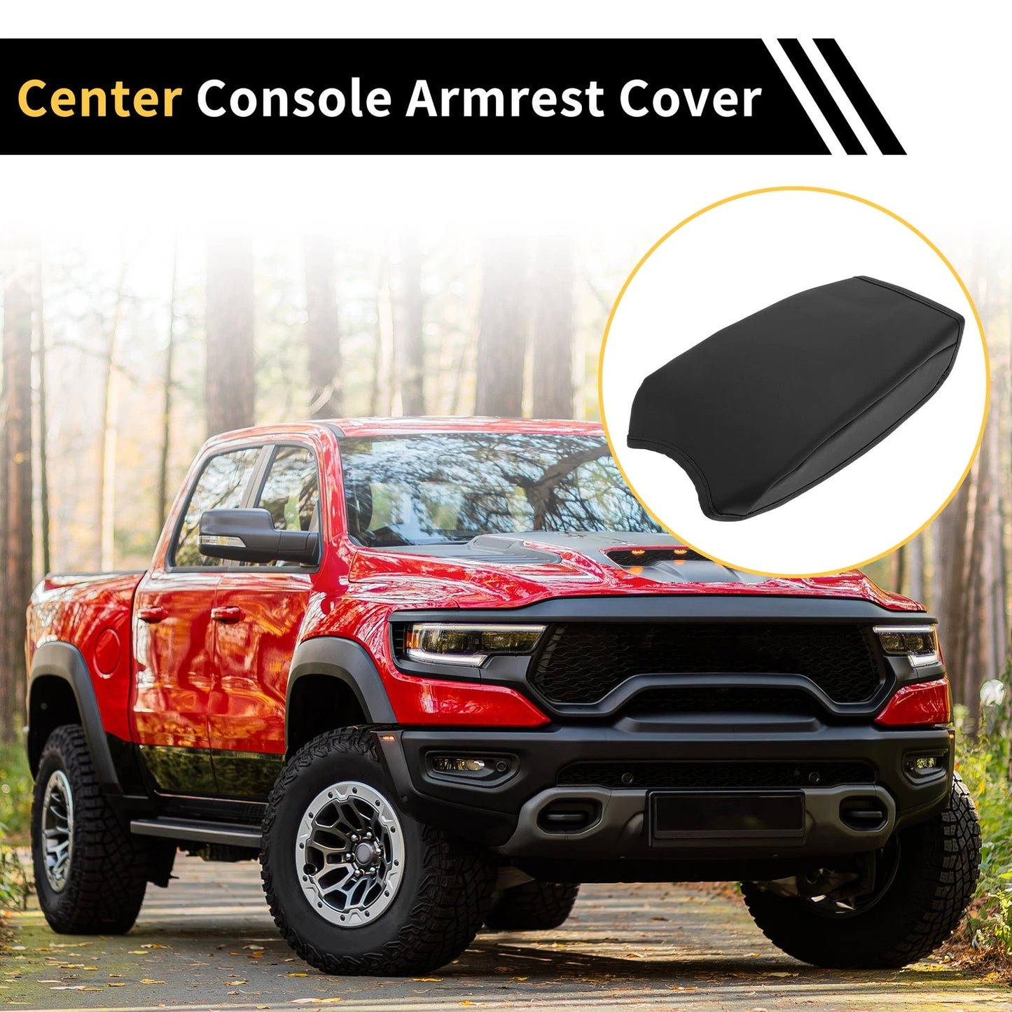 Microfiber Leather Console Lid Armrest Cover for Toyota Tacoma (2005-2023)