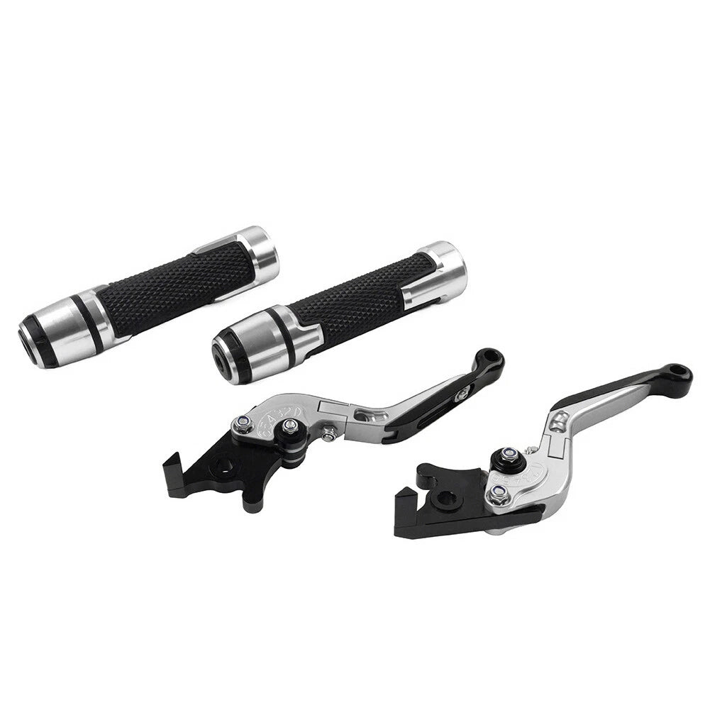 Silver Extendable Brake Clutch Levers & Handlebar Grips for Kawasaki Z1000