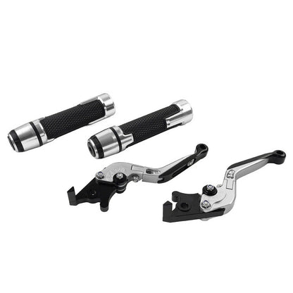 Silver Extendable Brake Clutch Levers & Handlebar Grips for Kawasaki Z1000