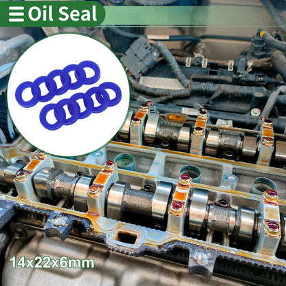 Oil Seal 14x22x6mm Rotary Shaft Seal TPU Blue 10 Pcs