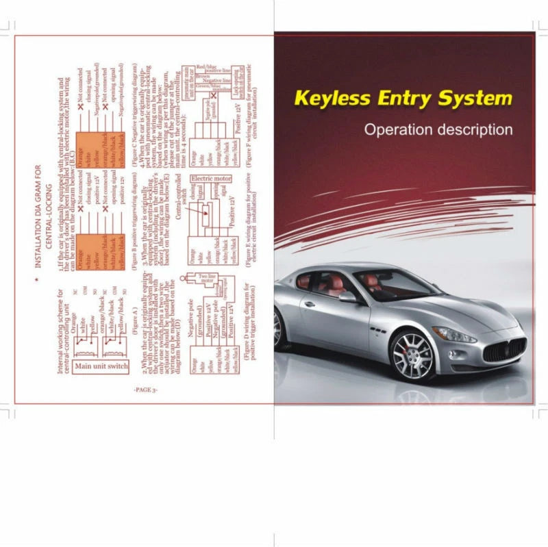 Keyless Entry System Control Box Kit for Universal Vehicle Door Lock Black