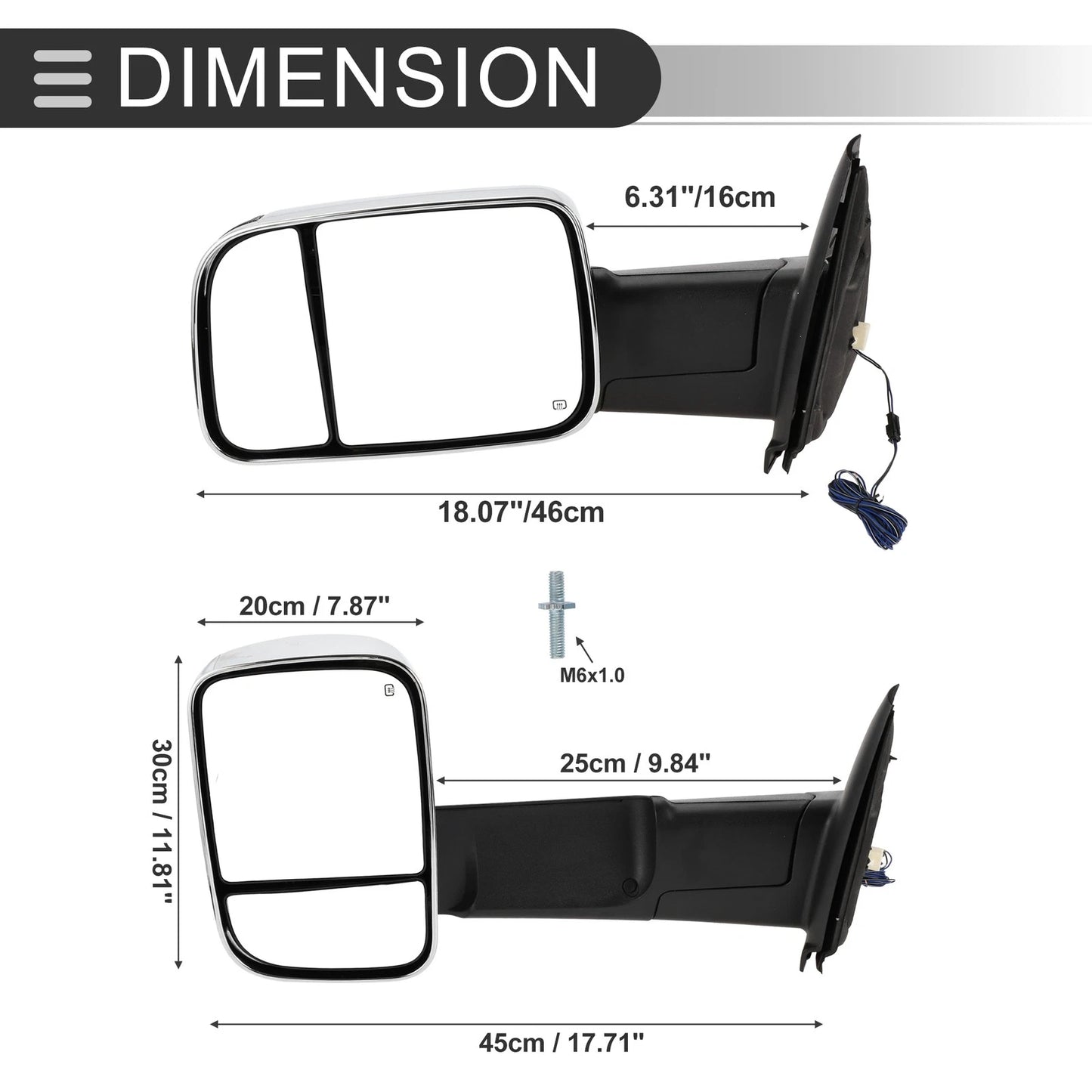Tow Mirrors for Dodge Ram 1500 with Turn Signal Light Silver Tone 1 pair