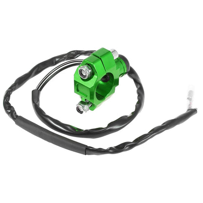 Engine Start Stop Switch w/ Green Mounting Backplate Black Button for Motorcycle