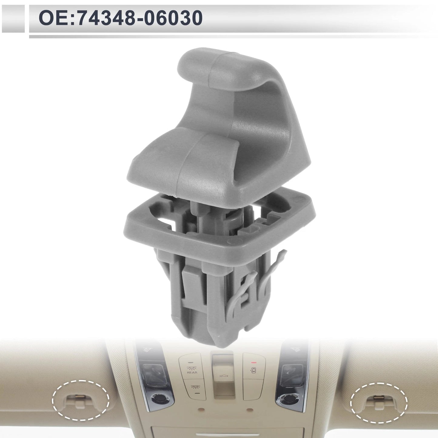 Sun Visor Holder Clip for Toyota Camry Highlander Corolla Gray