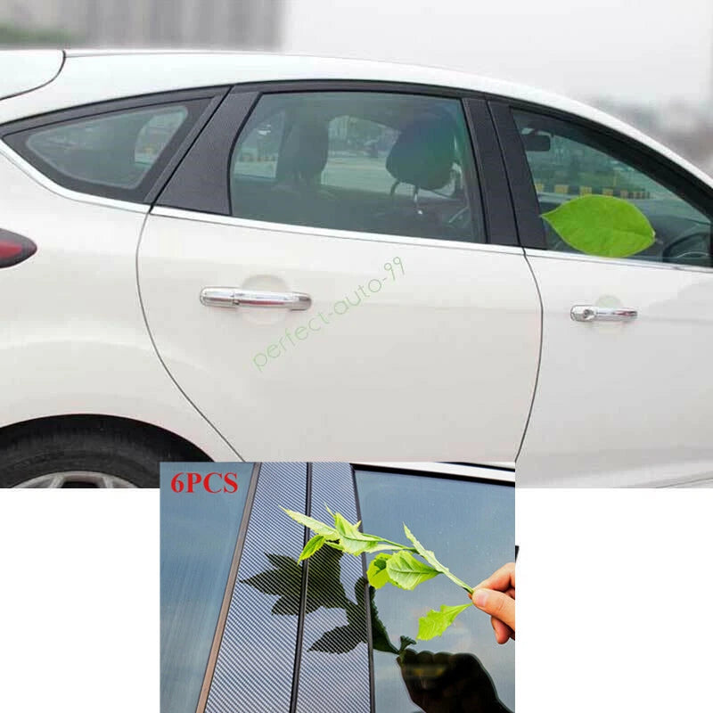 6pcs PC Carbon Fiber Window Center BC Pillar Cover for Ford Focus (2012-2018)