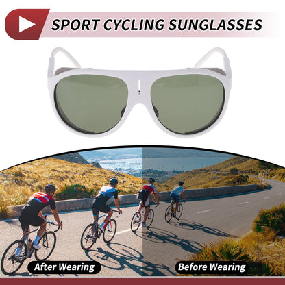 1 Pc Motorcycle Riding Goggles Green Lens White Frame Tri-acetel Cellulose