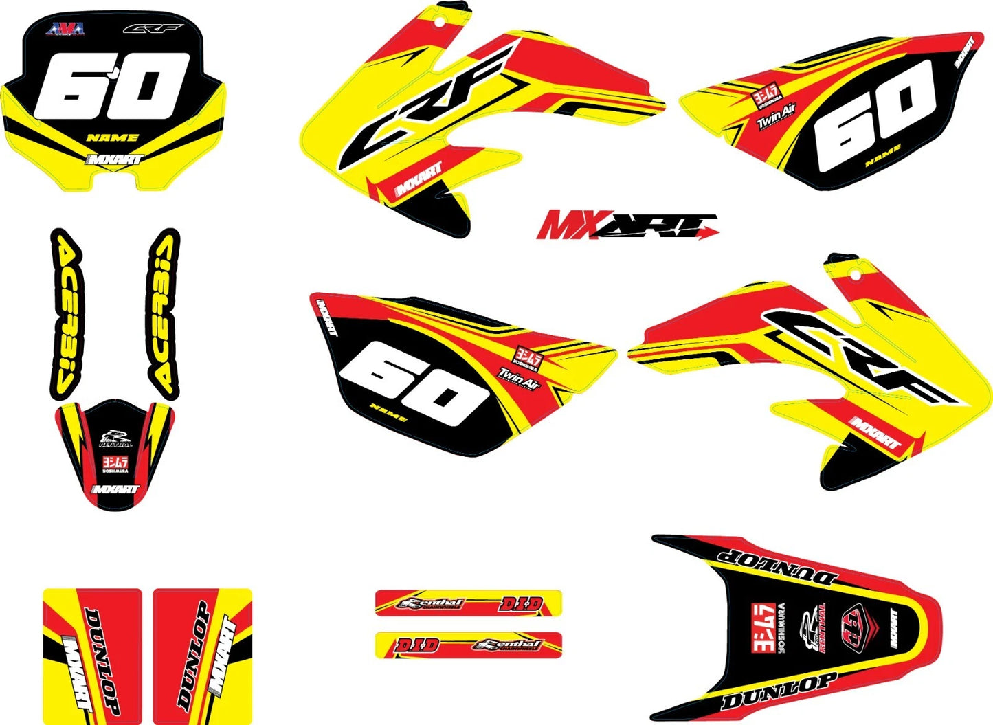 Custom Graphics Full Kit for Honda CRF 100 (2004-2010) FLOW Style Stickers