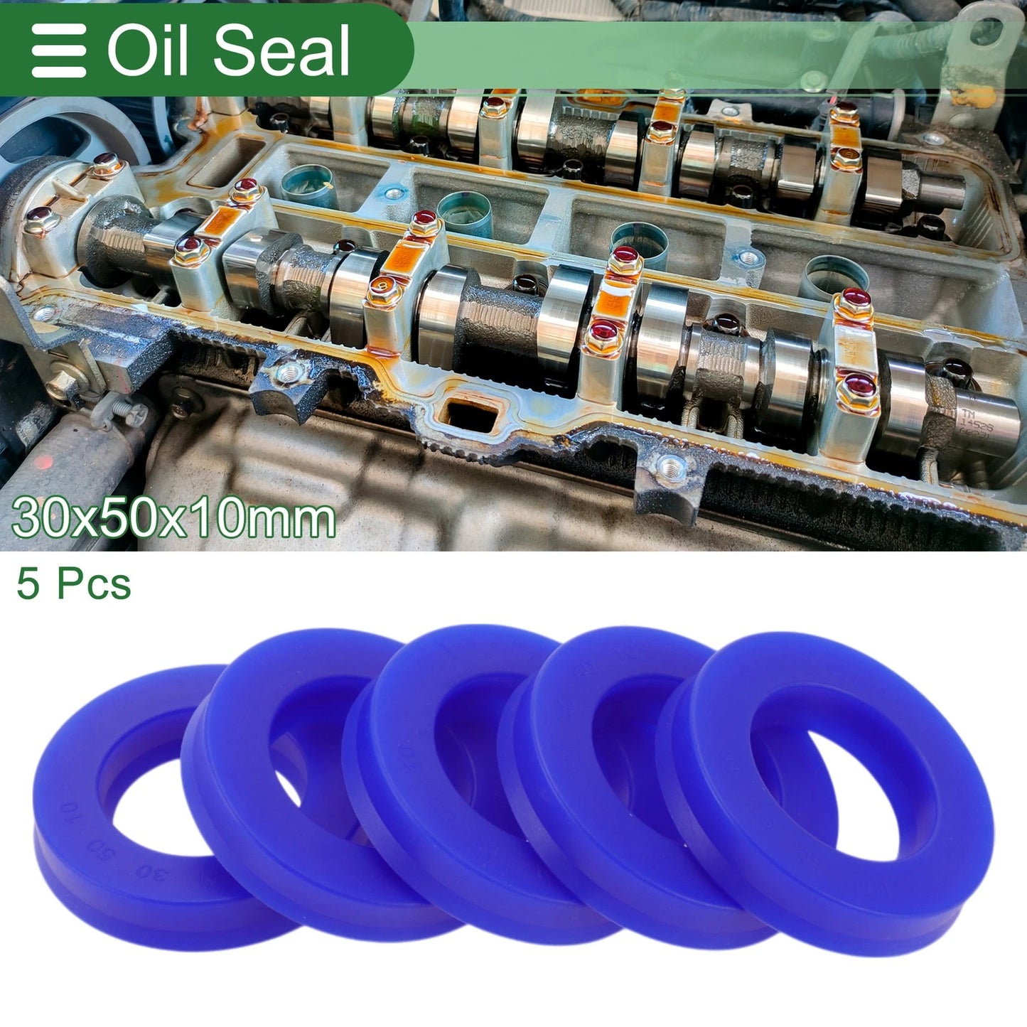 Oil Seal Rotary Shaft Seal TPU 30x50x10mm Blue High-Pressure 5 Pcs