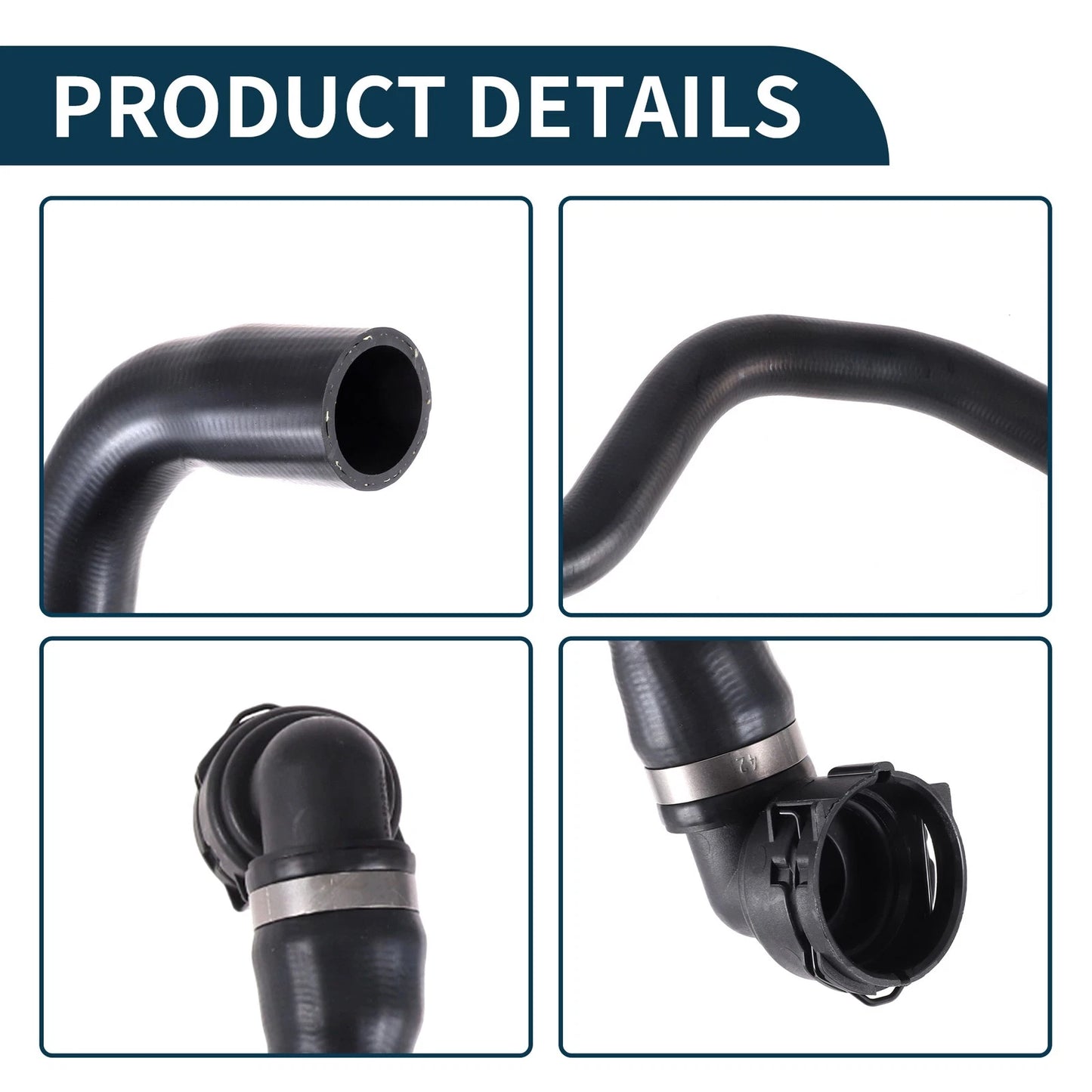 Radiator Hose Coolant Pipe for Volvo V40 2014 Black Rubber 1 Pcs